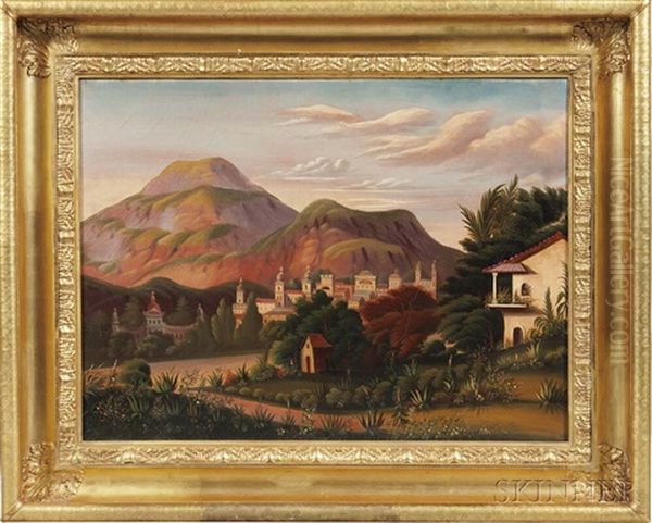 Hill Townscape, Probably Mexico Oil Painting by Thomas Chambers