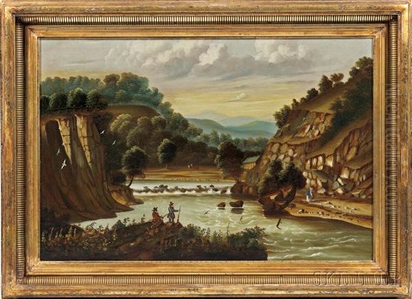 River Valley Landscape Oil Painting by Thomas Chambers