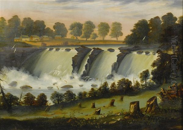 The Gennesee Falls At Rochester, N.y. Oil Painting by Thomas Chambers