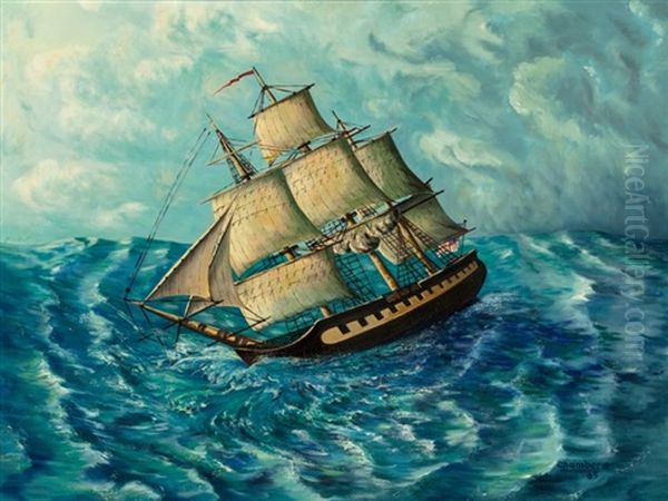 Frigate Of The Sea Oil Painting by Thomas Chambers