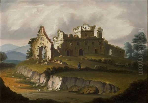 Castle Ruins Oil Painting by Thomas Chambers