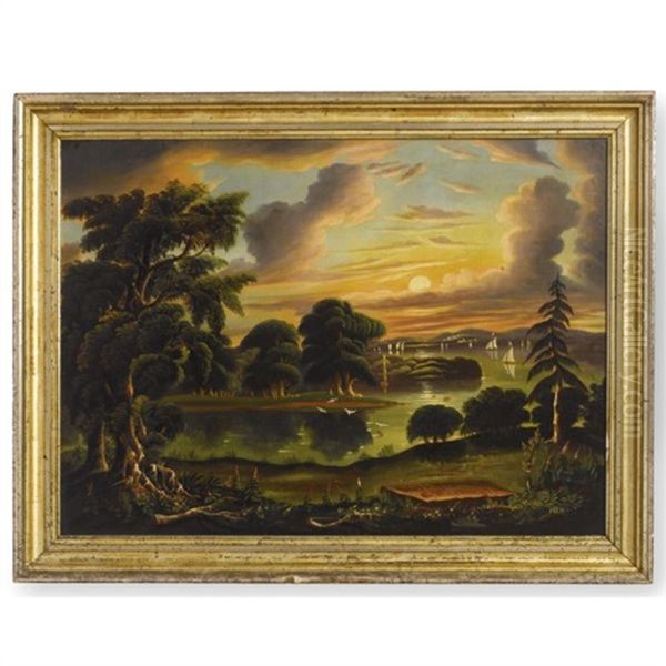 View Of The Delaware Water Gap Oil Painting by Thomas Chambers