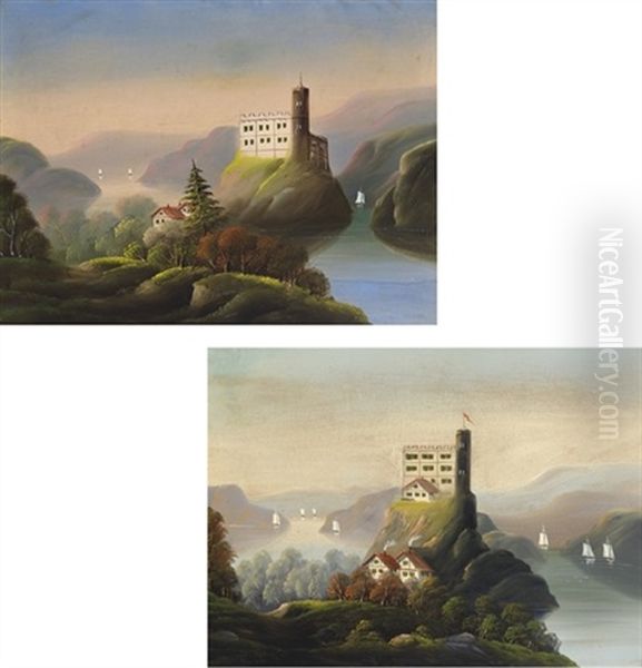 Landscapes With Castles (pair) by Thomas Chambers