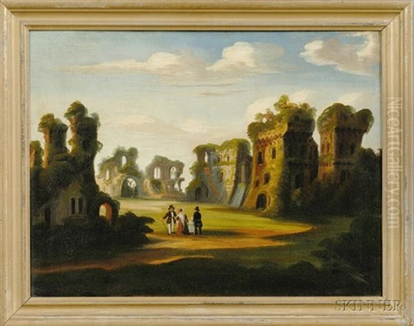 Figures In A Fantasy Of Ruins Oil Painting by Thomas Chambers