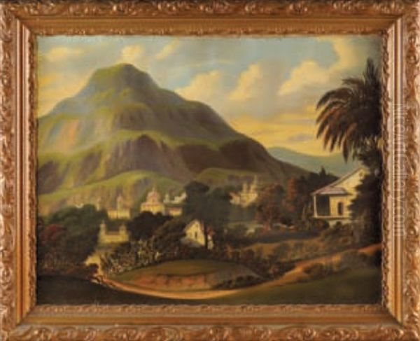 Mountainous Tropical Landscape Oil Painting by Thomas Chambers