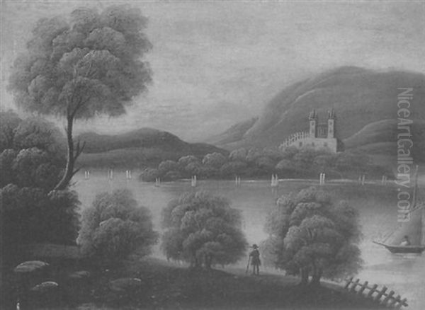 A View On The Hudson Oil Painting by Thomas Chambers