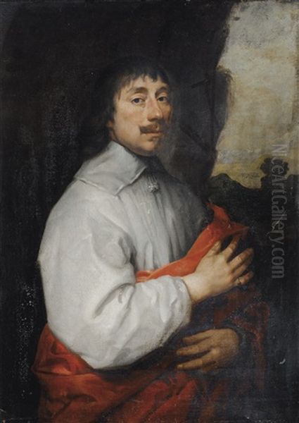 Portrait D'un Homme Au Drape Rouge Oil Painting by Philippe de Champaigne