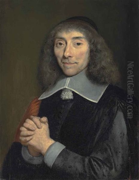 Portrait Of Jean Antoine De Mesmes (1598-1673), Half-length, In Black Robes Oil Painting by Philippe de Champaigne