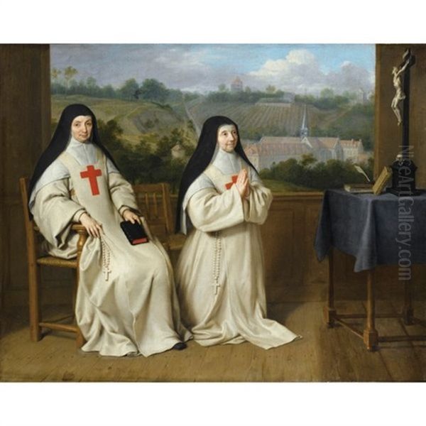 Portrait De Mere Agnes Et Soeur Angelique De L'abbaye De Port Royal Des Champs Oil Painting by Philippe de Champaigne