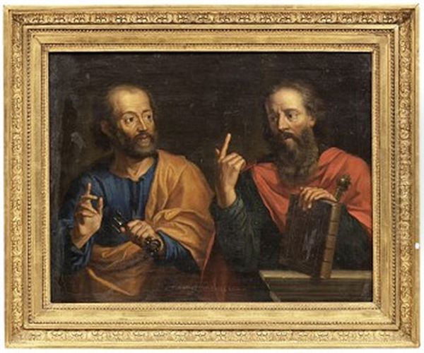 Tva Apostlar - S:t Paulus Och S:t Petrus Oil Painting by Philippe de Champaigne