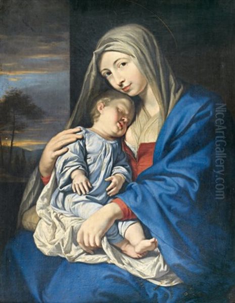 La Vierge Et L'enfant Jesus Endormi Sur Ses Genoux Oil Painting by Philippe de Champaigne