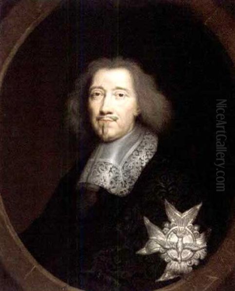 Portrait Of A Gentleman Wearing A Black Embroidered Jacket And The Order Of The Saint-esprit (michel Le Tellier, Marquis De Louvois?) Oil Painting by Philippe de Champaigne