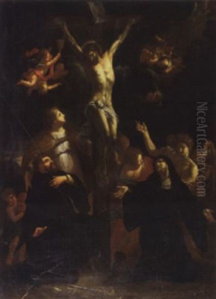 Crucifixion Avec Saints Et Saintes Au Pied De La Croix Oil Painting by Philippe de Champaigne