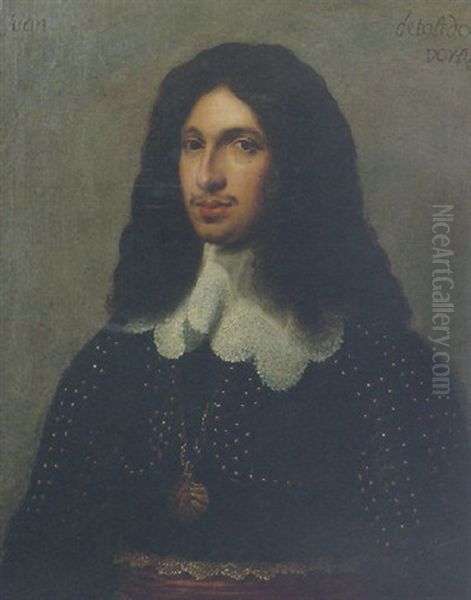 Portrait Of Don Juan De Toledo, Wearing Black With A Crimson Sash And A Gold Chain With The Order Of Santiago Oil Painting by Philippe de Champaigne