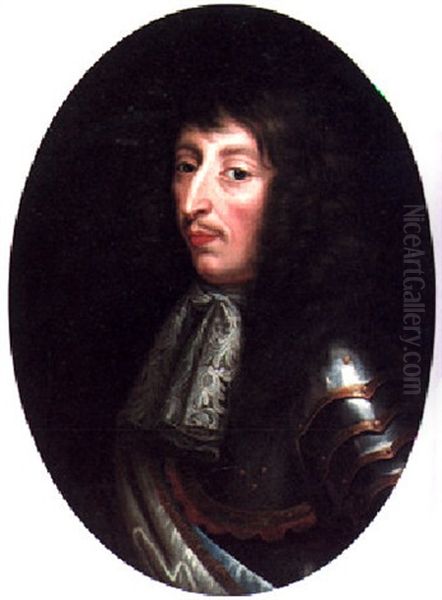 Portrait Of Louis Ii De Bourbon, Prince De Conde Wearing Armour Oil Painting by Philippe de Champaigne