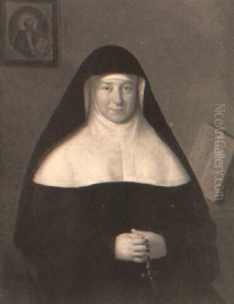 Portrait Of A Nun, Holding A Rosary Oil Painting by Philippe de Champaigne