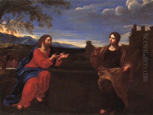 Christ And The Woman Of Samaria Oil Painting by Philippe de Champaigne