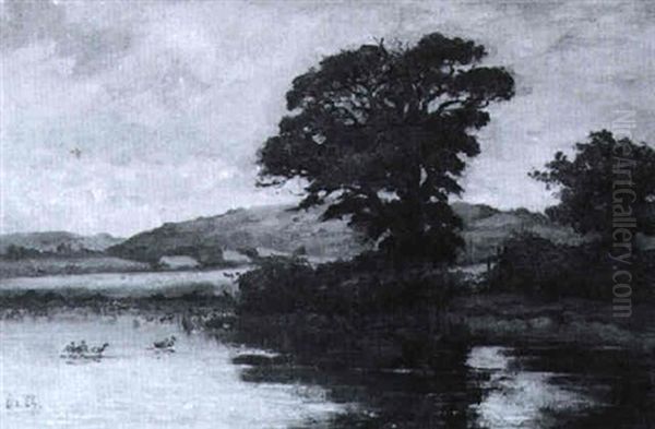 Bord D'un Etang Oil Painting by Octave De Champeaux De La Boulaye