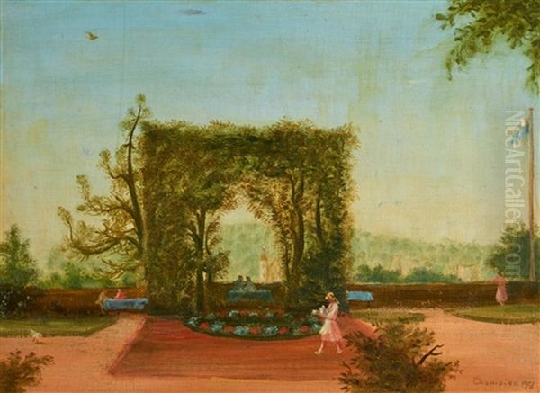 Wirtshausgarten Oil Painting by Theodore Champion