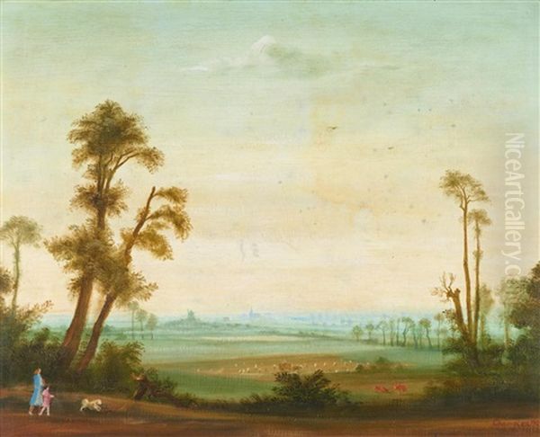 Landschaft Mit Spaziergangern by Theodore Champion