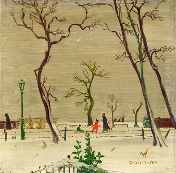 Dusseldorfer Volksgarten Im Winter by Theodore Champion