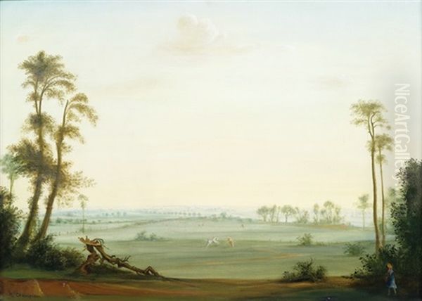 Weite Sommerlandschaft Mit Pferdekoppel by Theodore Champion