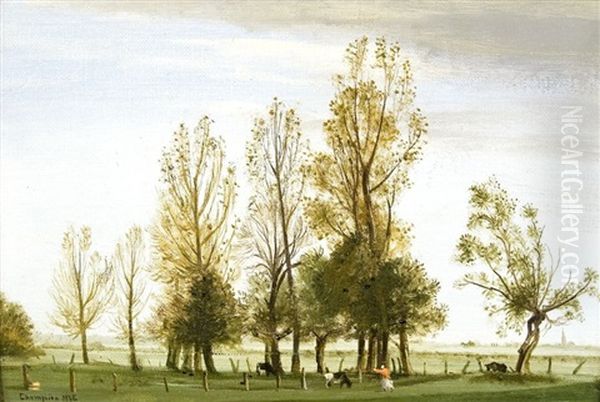 Auf Der Weide Oil Painting by Theodore Champion