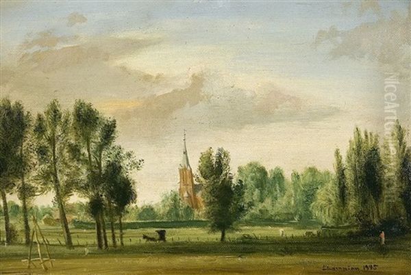 Kutschfahrt Vor Der Kirche Oil Painting by Theodore Champion