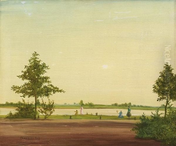 Flusslandschaft Mit Spielenden Kindern by Theodore Champion