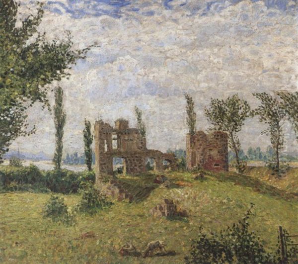 Burgruine Am Niederrhein (lulsdorf) Oil Painting by Theodore Champion