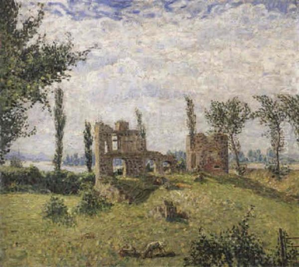 Burgruine Am Niederrhein (lulsdorf) Oil Painting by Theodore Champion