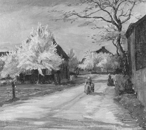 Dorfstrasse Mit Bluhenden Baumen by Theodore Champion