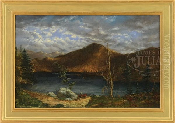 Boaters On A Lake, White Mountains, New Hampshire Oil Painting by Benjamin Champney