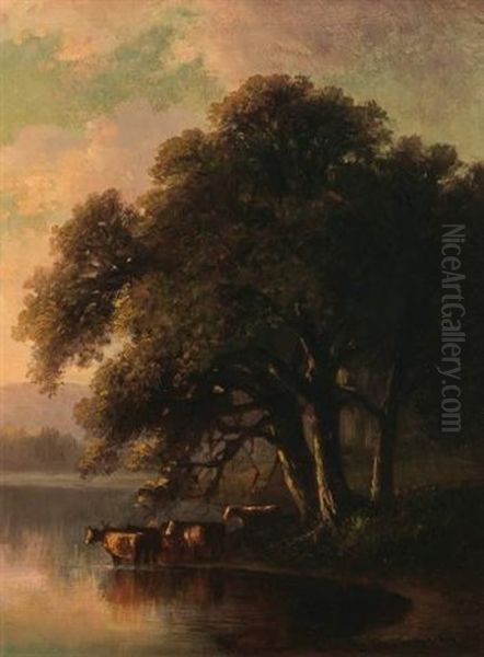 Evening Along The Saco River Oil Painting by Benjamin Champney