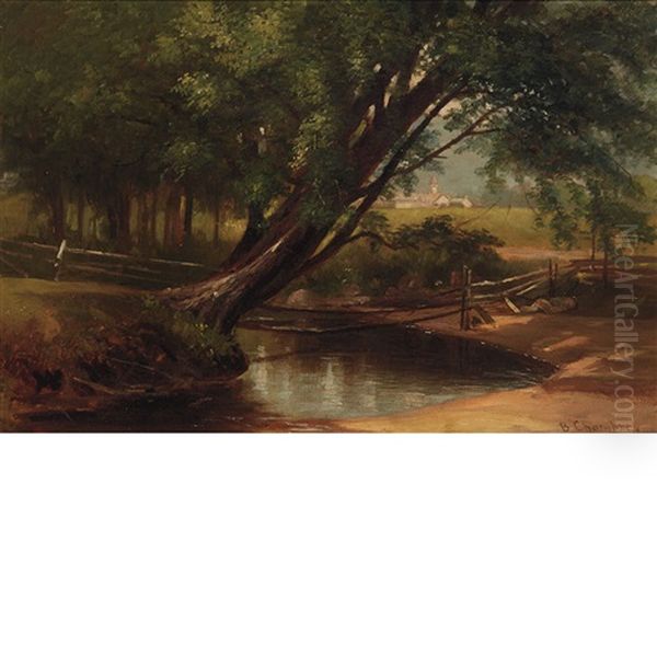 River Landscape With A Farm Oil Painting by Benjamin Champney