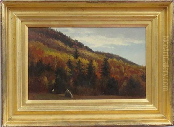 Figure In Autumn Landscape Oil Painting by Benjamin Champney