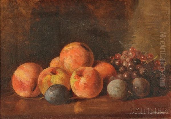 Still Life With Peaches, Grapes, And Plums Oil Painting by Benjamin Champney