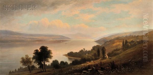 Along The Banks Of The Hudson River Oil Painting by Benjamin Champney