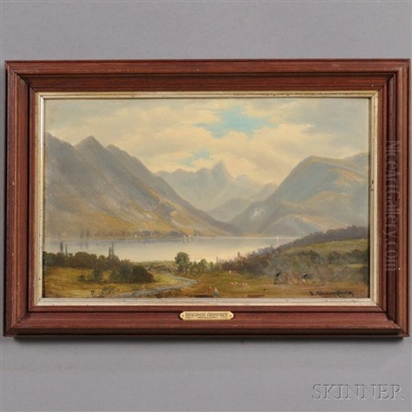 New Hampshire Mountain Lake Scene Oil Painting by Benjamin Champney