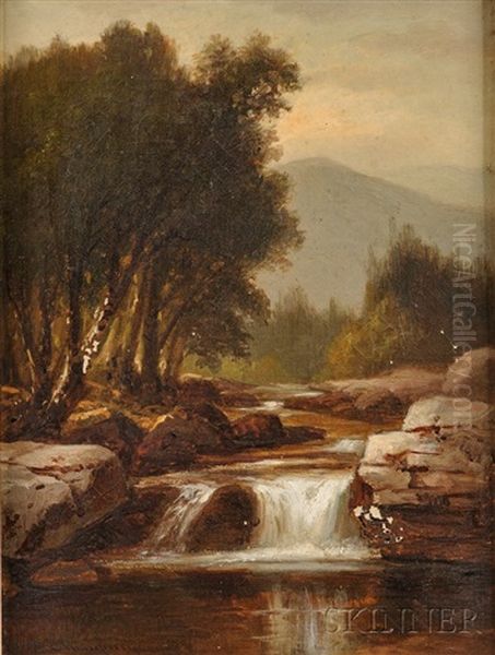 Landscape With Mountain And Waterfall Oil Painting by Benjamin Champney