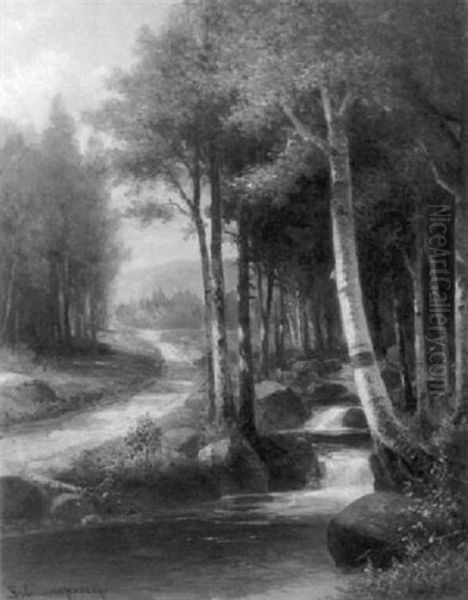 Forest Stream Oil Painting by Benjamin Champney