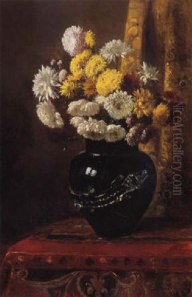 A Vase Of Flowers Oil Painting by Benjamin Champney