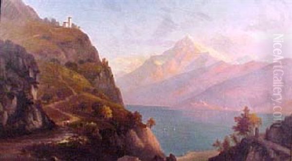 Landscape With Lake And Mountains Oil Painting by Benjamin Champney