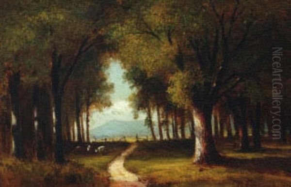 Wooded Pasture Near Conway, Nh Oil Painting by Benjamin Champney