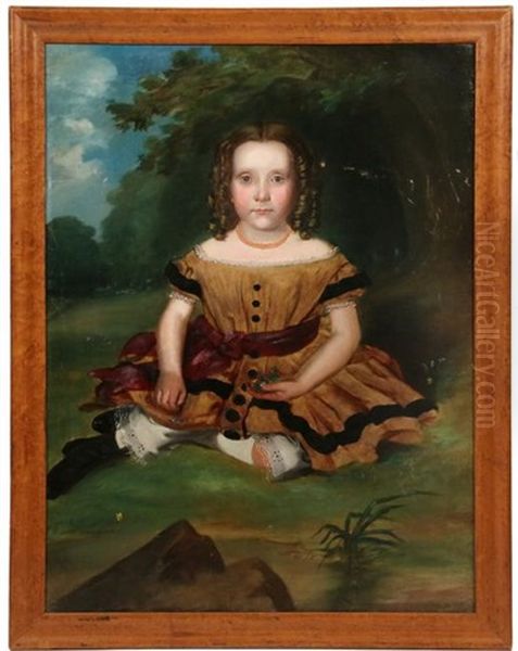 Portrait Of A Young Girl Seated In The Woods Oil Painting by Joseph Goodhue Chandler