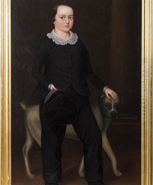 Portrait Of A Boy With His Dog Oil Painting by Joseph Goodhue Chandler