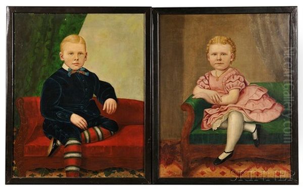 Two Portraits Of Children Oil Painting by Joseph Goodhue Chandler