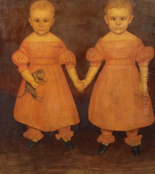 Portrait Of The Dibble Twins Oil Painting by Joseph Goodhue Chandler