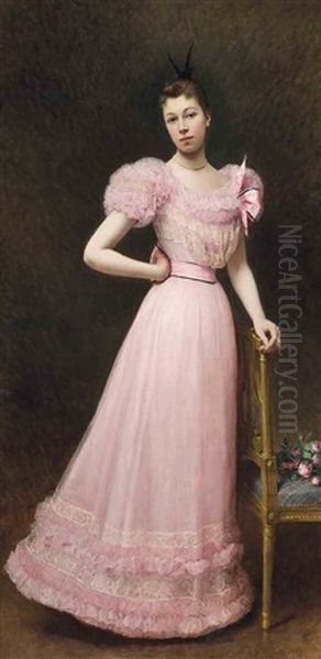 The Pink Dress Oil Painting by Alexandre Jacques Chantron