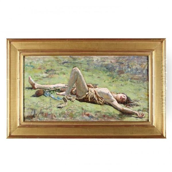 Sleeping Maenad Oil Painting by Alexandre Jacques Chantron